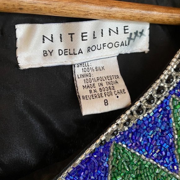 80s Vintage Niteline by Della Roufogali Beaded Sequin Mini Dress - Picture 9 of 16